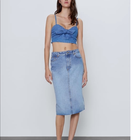 Zara denim crop top. Size m. NWT - Picture 6 of 6